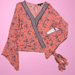Almost Famous Coral Floral Blouse
